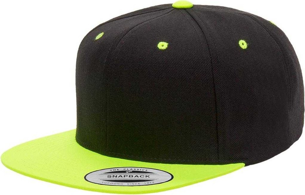 Yupoong 6089MT Classics Premium Snapback Cap 2-Tone - Black Neon Green - HIT a Double