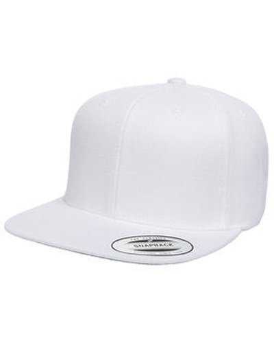 Yupoong 6089 Adult 6-Panel Structured Flat Visor ClassicSnapback - White - HIT a Double