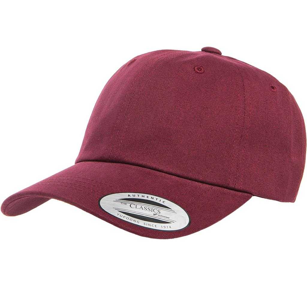 Yupoong 6245PT Classics Peached Cotton Twill Dad Cap - Maroon - HIT a Double