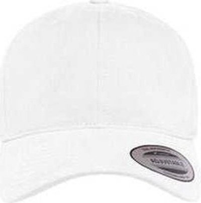 Yupoong 6363V Adult Brushed Cotton Twill Mid-Profile Cap - White - HIT a Double