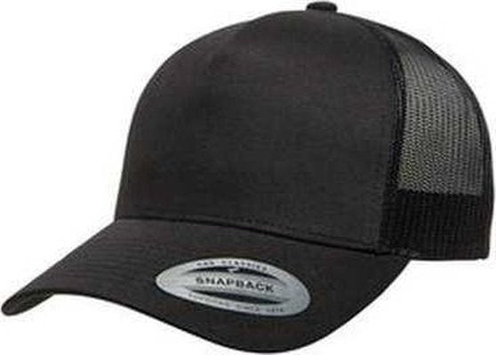 Yupoong 6506 Adult 5-Panel Retro Trucker Cap - Black - HIT a Double