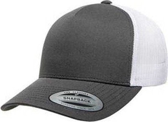 Yupoong 6506 Adult 5-Panel Retro Trucker Cap - Charcoal White - HIT a Double
