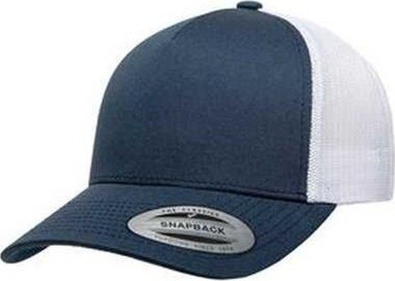 Yupoong 6506 Adult 5-Panel Retro Trucker Cap - Navy White - HIT a Double