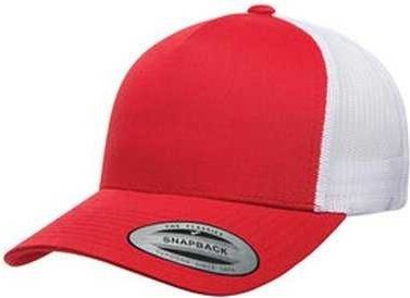 Yupoong 6506 Adult 5-Panel Retro Trucker Cap - Red White - HIT a Double