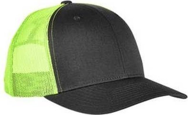 Yupoong 6606 Adult Retro Trucker Cap - Charcoall Neon Green - HIT a Double