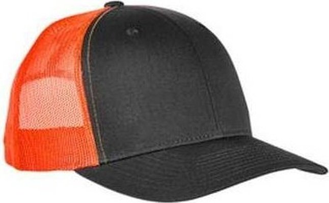 Yupoong 6606 Adult Retro Trucker Cap - Charcoall Neon Orng - HIT a Double