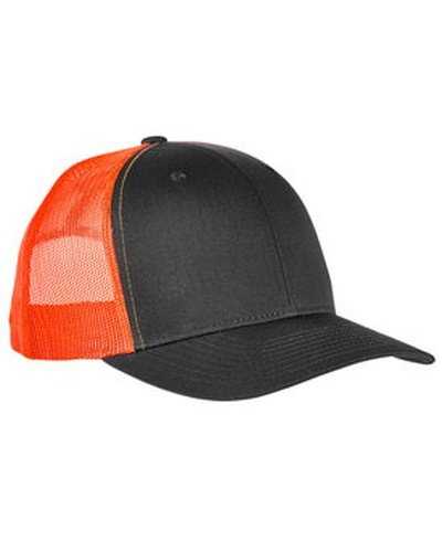 Yupoong 6606 Adult Retro Trucker Cap - Charcoall Neon Orng - HIT a Double