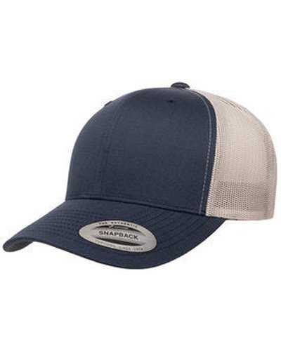 Yupoong 6606 Adult Retro Trucker Cap - Navy Silver - HIT a Double
