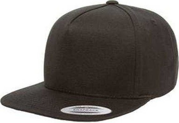 Yupoong Y6007 Adult 5-Panel Cotton Twill Snapback Cap - Black - HIT a Double