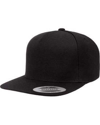 Yupoong YP5089 Adult 5-Panel Structured Flat Visor Snapback Cap - Black - HIT a Double