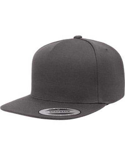 Yupoong YP5089 Adult 5-Panel Structured Flat Visor Snapback Cap - Dark Gray - HIT a Double