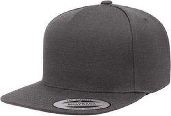 Yupoong YP5089 Adult 5-Panel Structured Flat Visor Snapback Cap - Dark Gray - HIT a Double