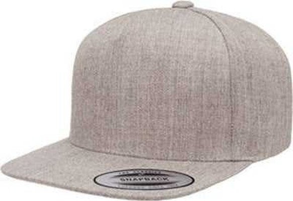 Yupoong YP5089 Adult 5-Panel Structured Flat Visor Snapback Cap - Heather Gray - HIT a Double