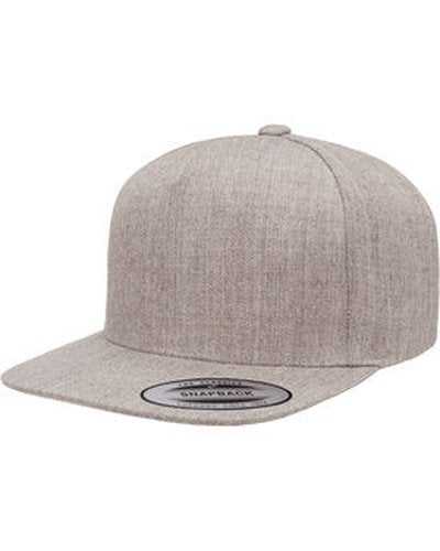 Yupoong YP5089 Adult 5-Panel Structured Flat Visor Snapback Cap - Heather Gray - HIT a Double