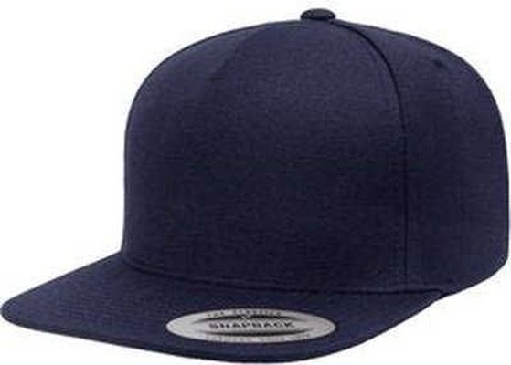 Yupoong YP5089 Adult 5-Panel Structured Flat Visor Snapback Cap - Navy - HIT a Double