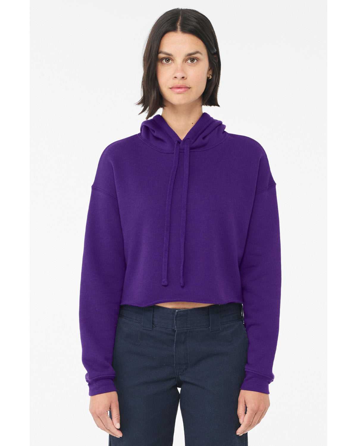 Bella + Canvas 7502 Women's Crop Fleece Hoodie - Team Purple - HIT a Double - 1