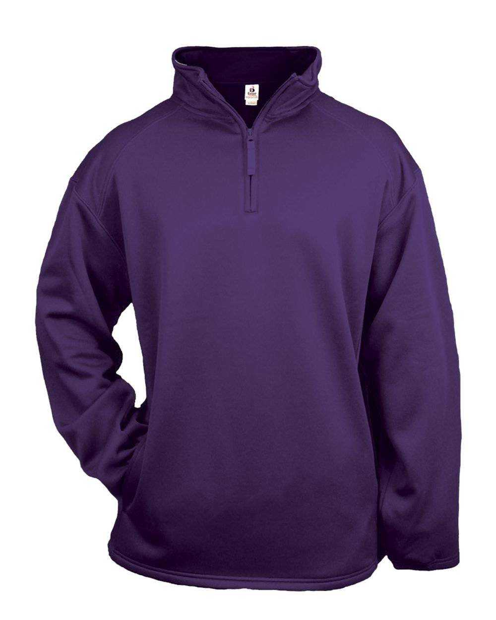 Badger Sport 1480 1/4 Zip Poly Fleece Pullover - Purple - HIT a Double - 1
