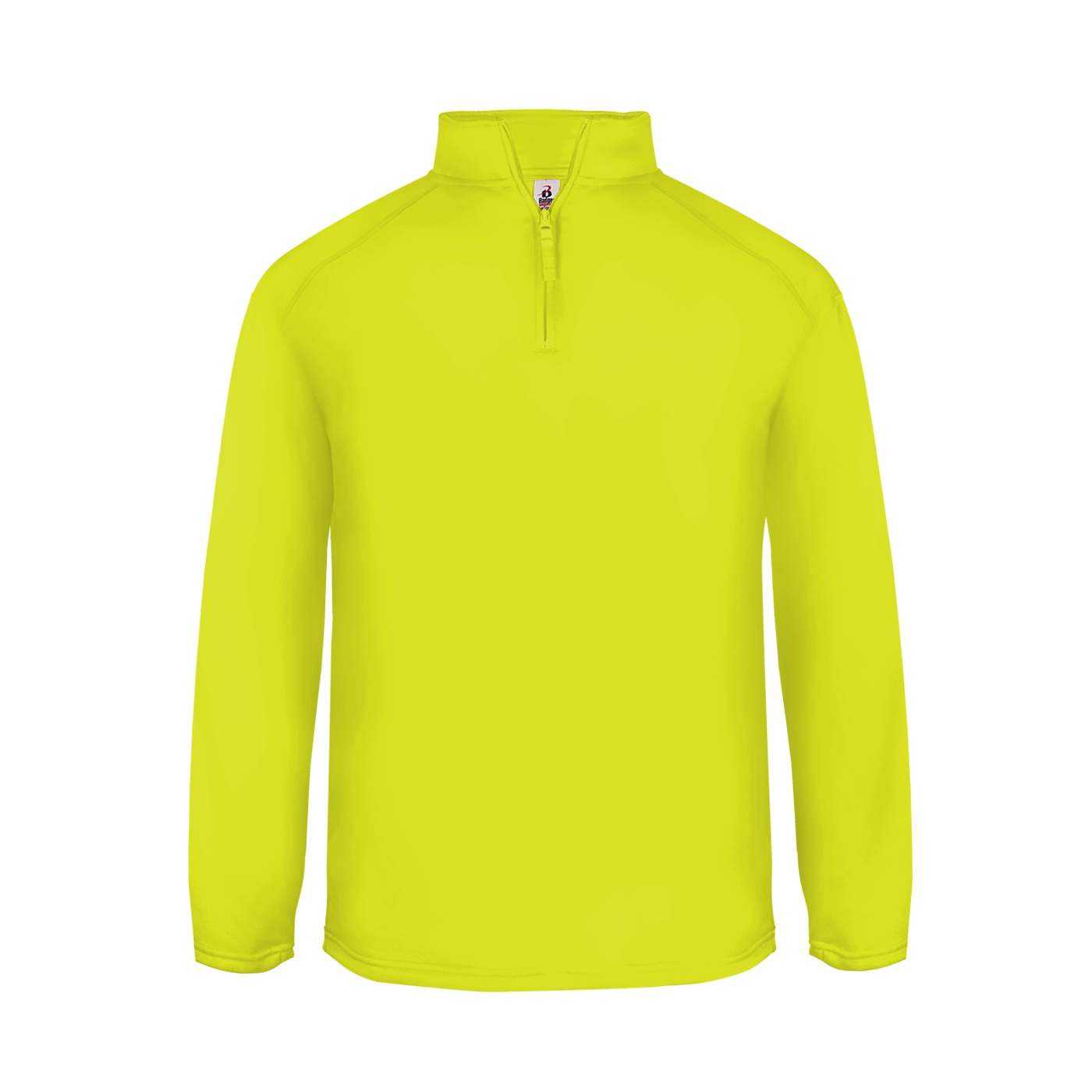Badger Sport 1480 1/4 Zip Poly Fleece Pullover - Safety Yellow Green - HIT a Double - 1