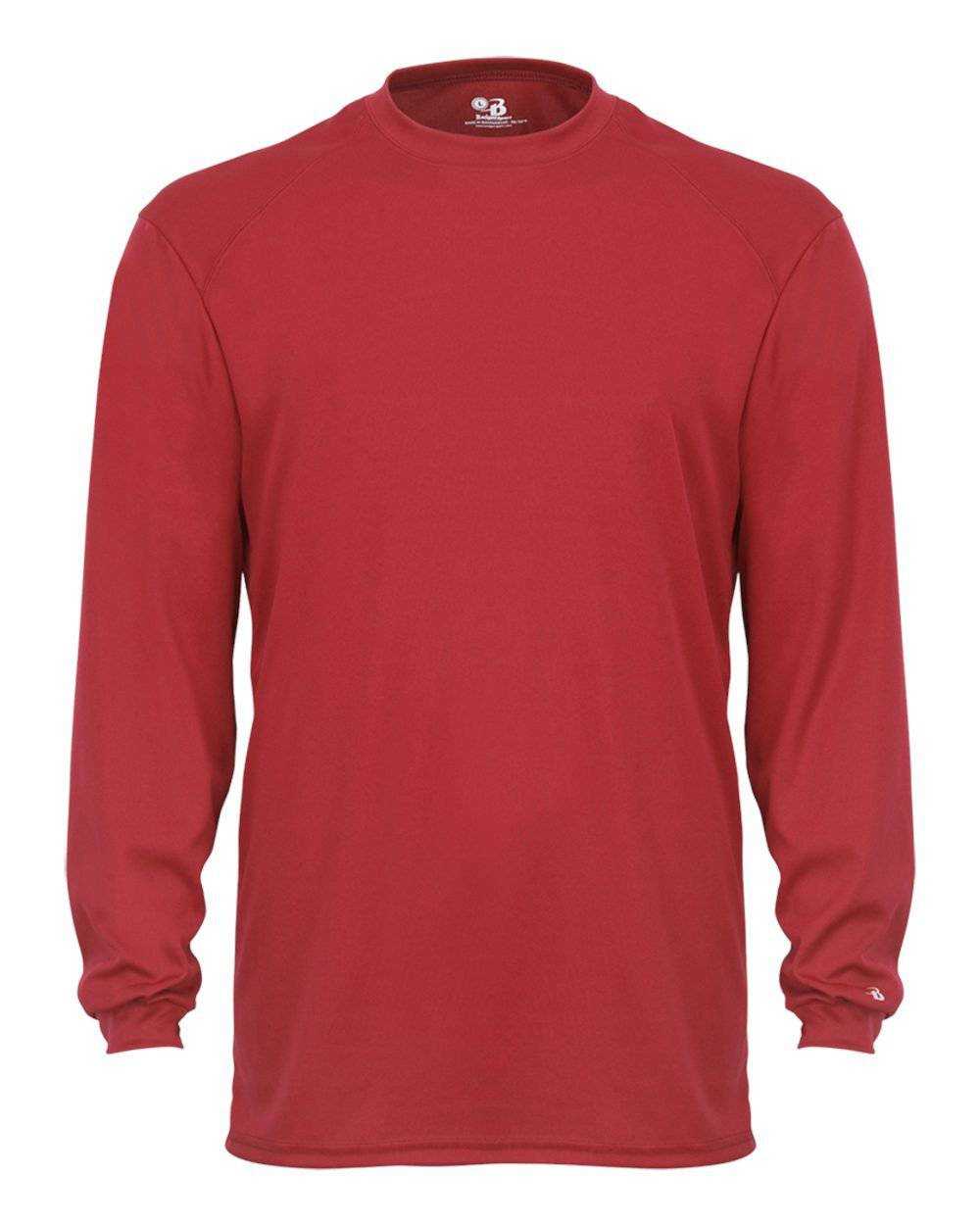 Badger Sport 2104 Youth B-Core Long Sleeve Tee - Red - HIT a Double - 1