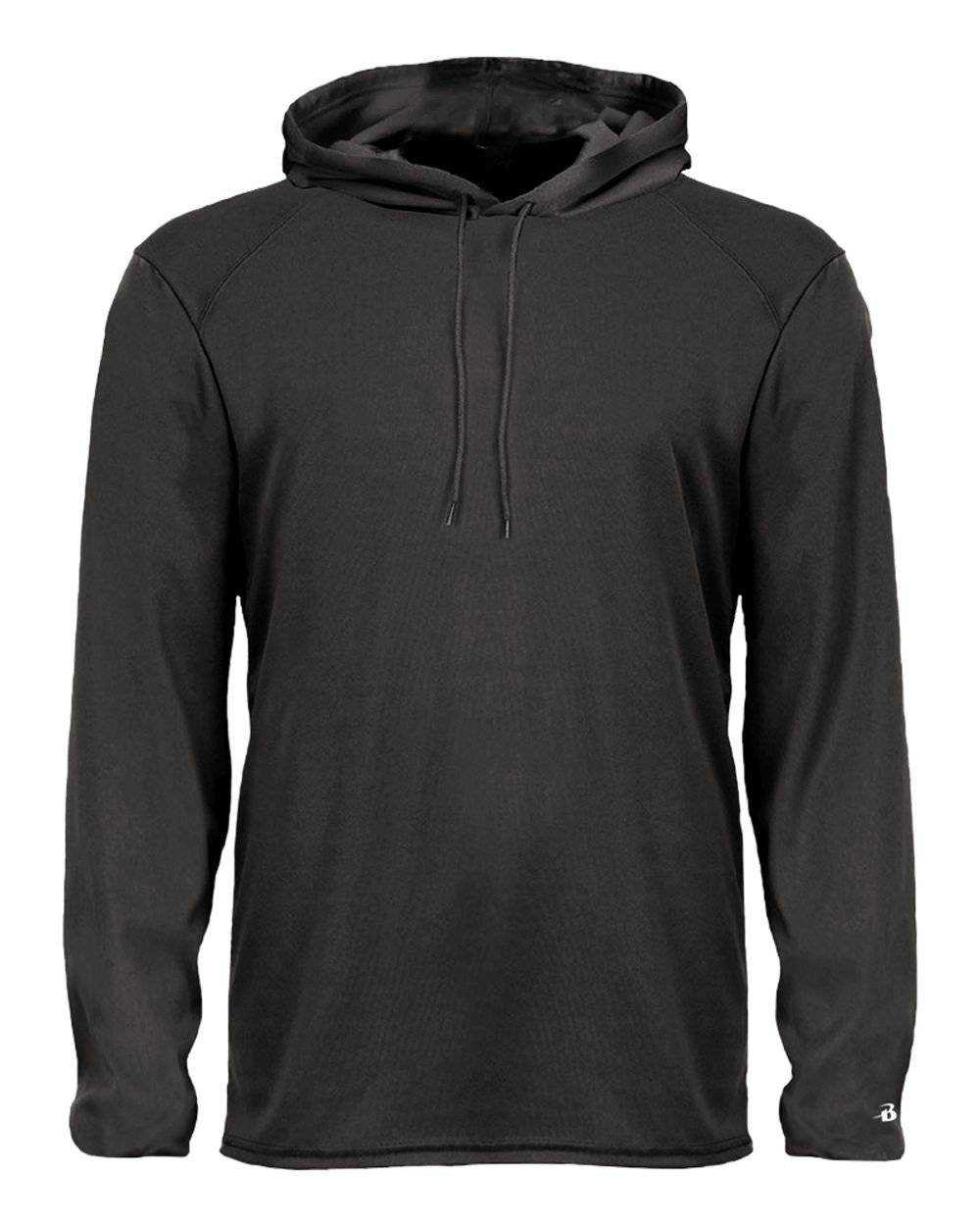 Badger Sport 2105 B-Core Long Sleeve Youth Hoodie Tee - Black - HIT a Double - 1
