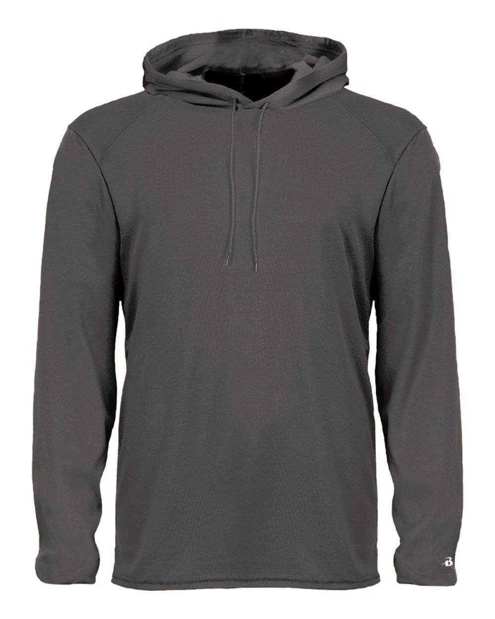 Badger Sport 2105 B-Core Long Sleeve Youth Hoodie Tee - Graphite - HIT a Double - 1