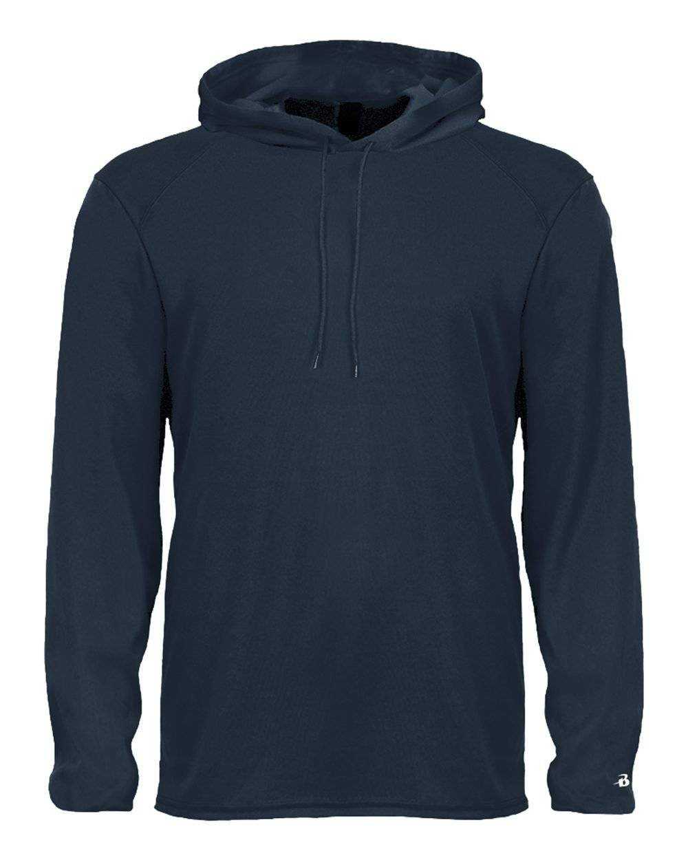 Badger Sport 2105 B-Core Long Sleeve Youth Hoodie Tee - Navy - HIT a Double - 1