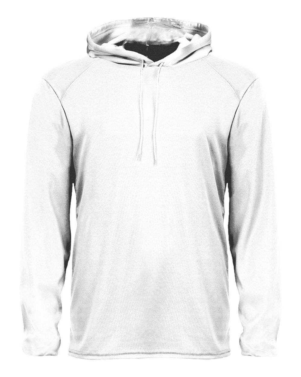 Badger Sport 2105 B-Core Long Sleeve Youth Hoodie Tee - White - HIT a Double - 1