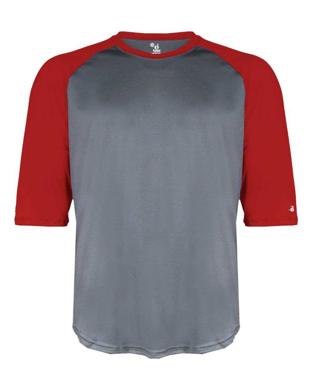 Badger Sport 2133 B-Baseball Youth Undershirt - Graphite Red - HIT a Double - 1
