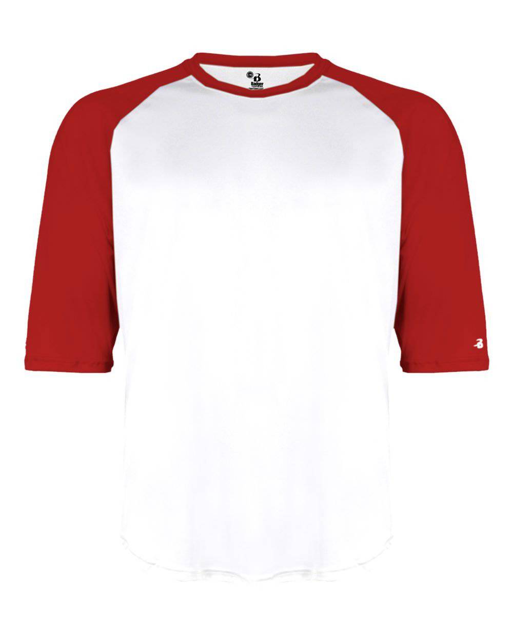 Badger Sport 2133 B-Baseball Youth Undershirt - White Red - HIT a Double - 1