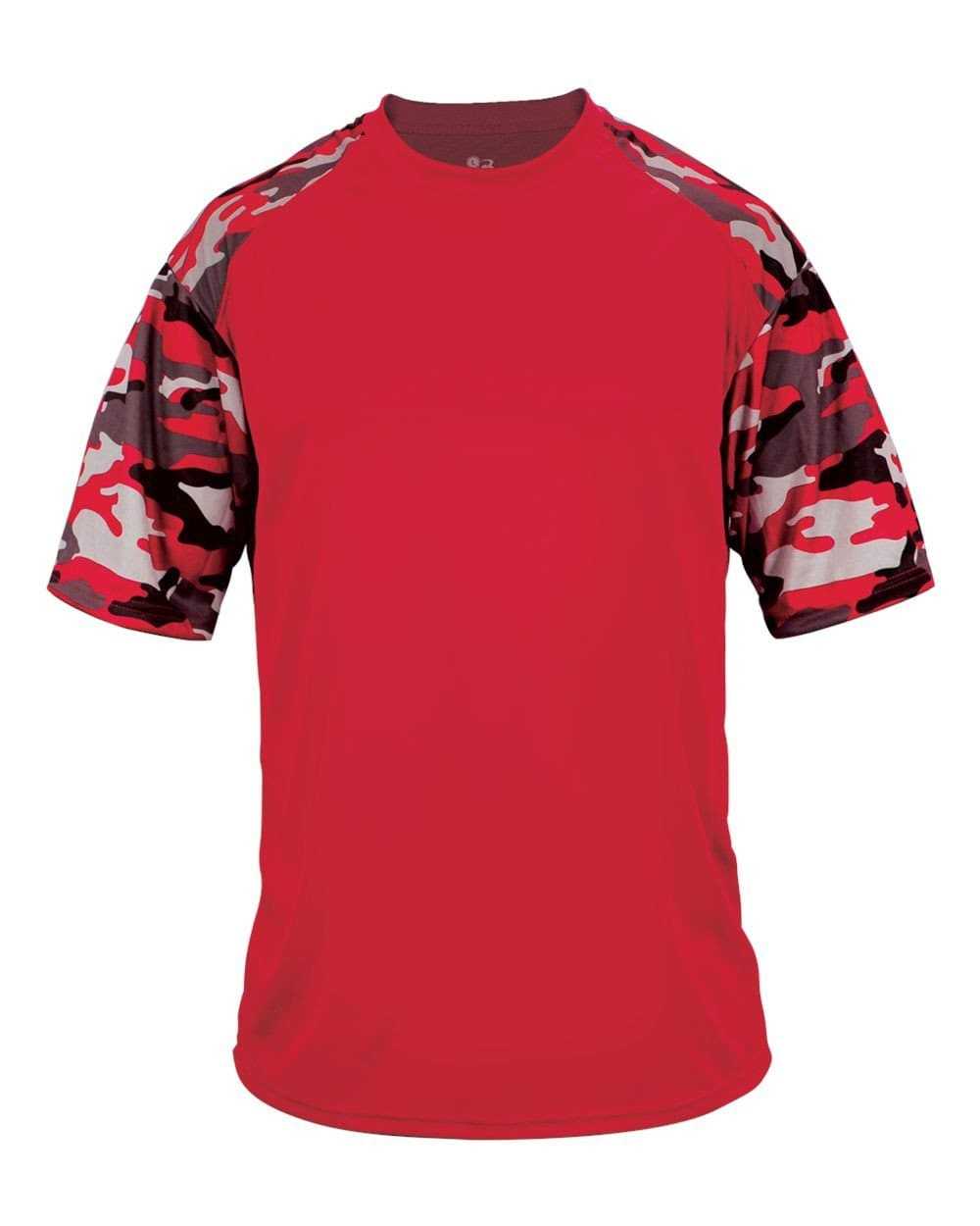 Badger Sport 2141 Camo Sport Youth Tee - Red Red Camo - HIT a Double - 1