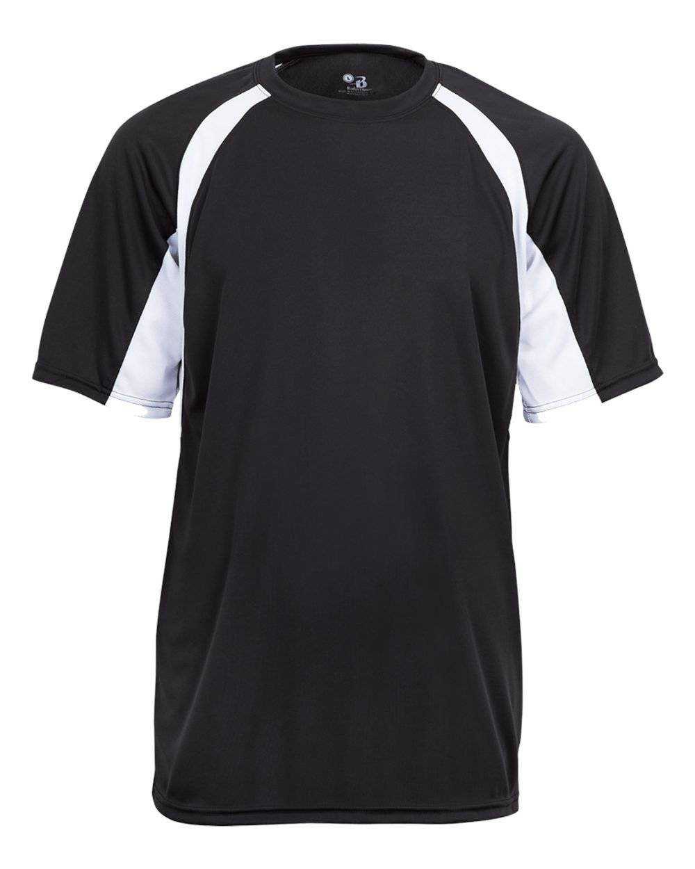 Badger Sport 2144 Youth Hook Tee - Black White - HIT a Double - 1