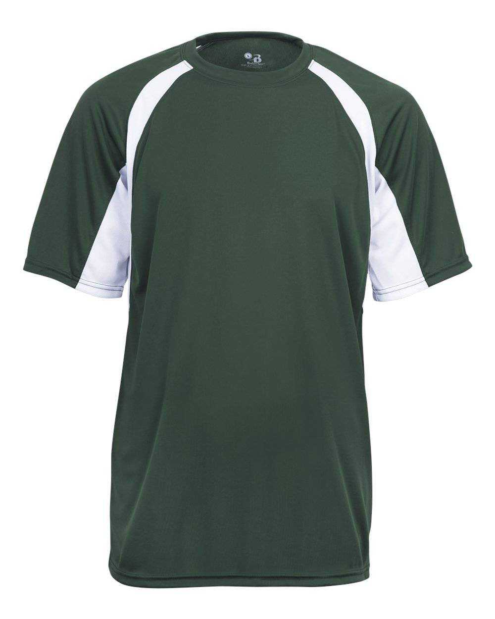 Badger Sport 2144 Youth Hook Tee - Forest White - HIT a Double - 1
