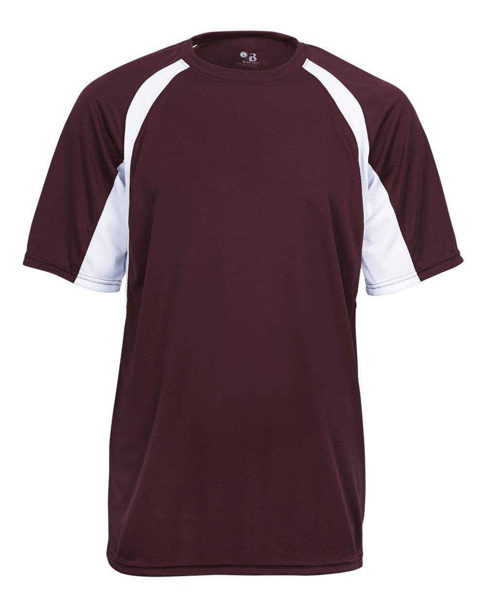 Badger Sport 2144 Youth Hook Tee - Maroon White - HIT a Double - 1