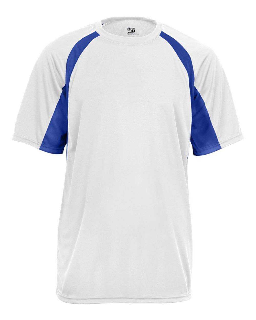 Badger Sport 2144 Youth Hook Tee - White Royal - HIT a Double - 1
