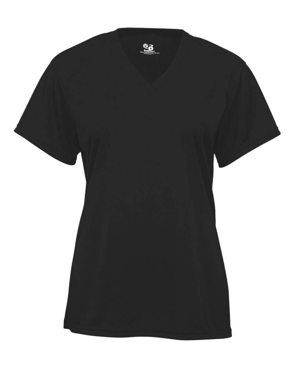 Badger Sport 2162 B-Core Youth V-Neck Tee - Black - HIT a Double - 1
