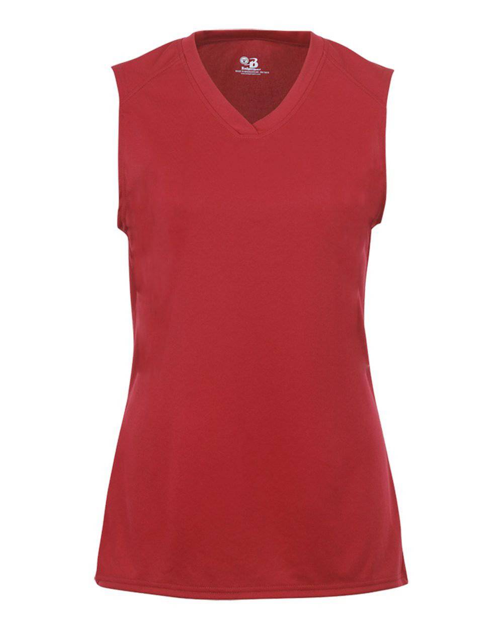 Badger Sport 2163 B-Core Girls Sleeveless Tee - Red - HIT a Double - 1