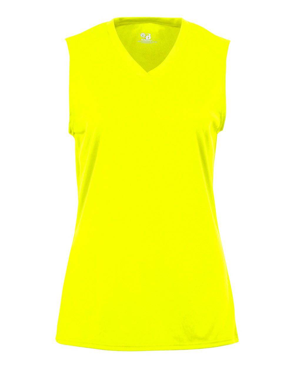 Badger Sport 2163 B-Core Girls Sleeveless Tee - Yellow Green - HIT a Double - 1