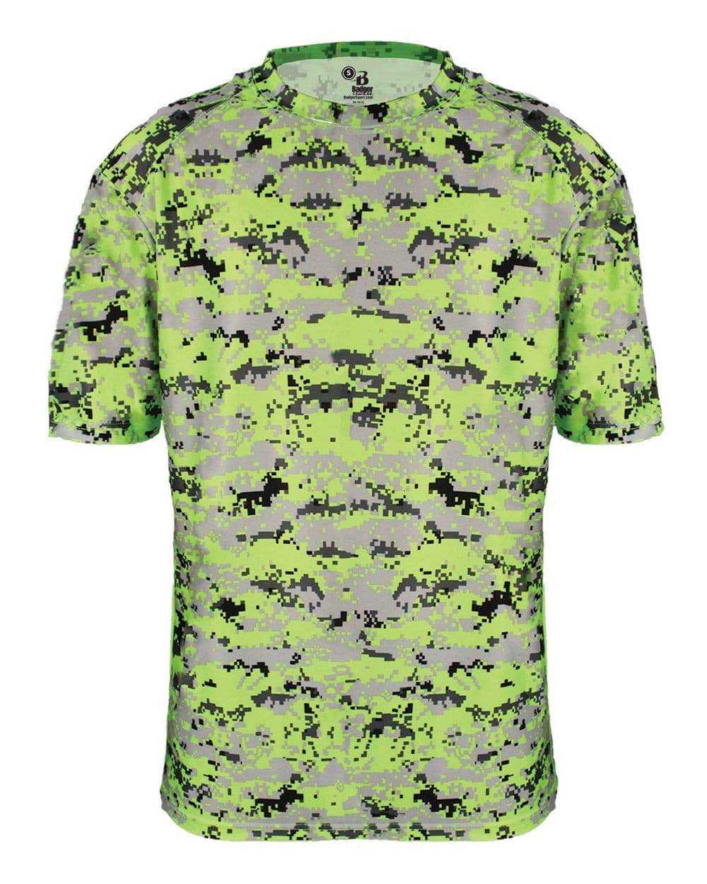 Badger Sport 2180 B-Core Youth Digital Tee - Lime Digital - HIT a Double - 2