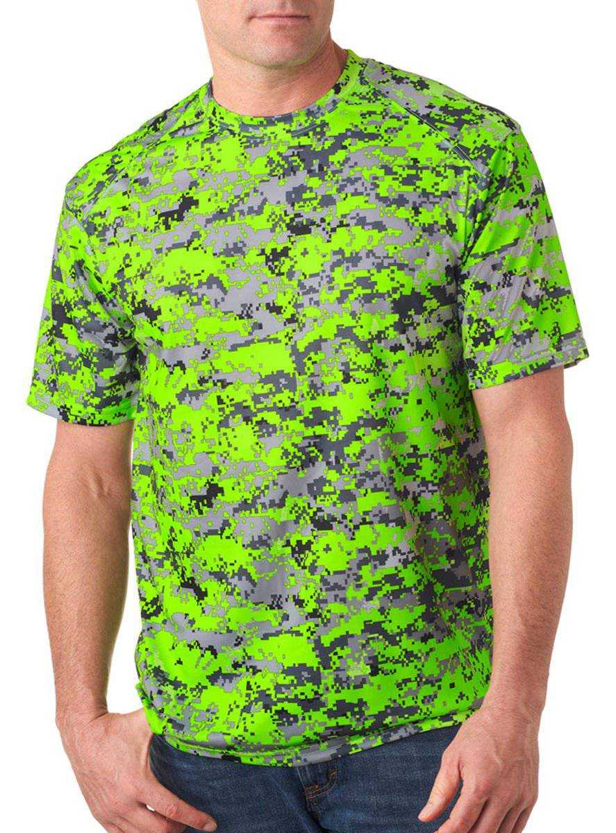 Badger Sport 2180 B-Core Youth Digital Tee - Lime Digital - HIT a Double - 1