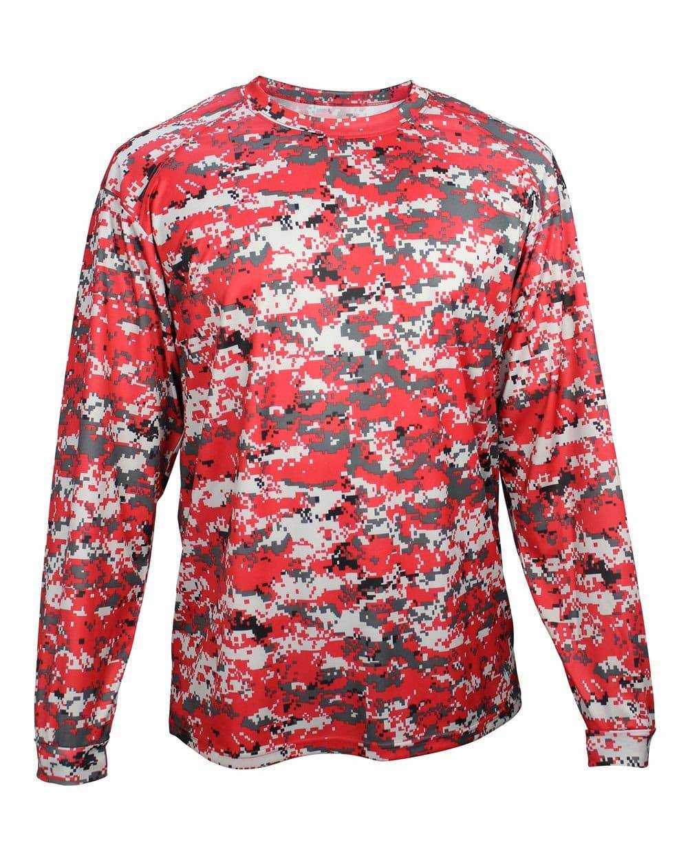 Badger Sport 2184 Digital Youth Long Sleeve Tee - Red Camo - HIT a Double - 1