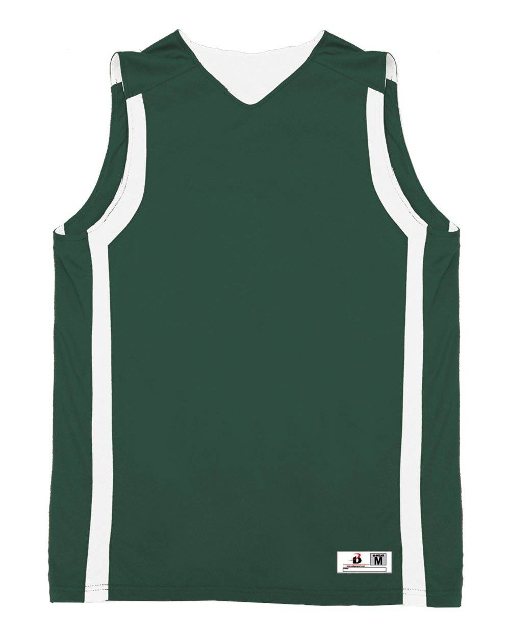 Badger Sport 2551 B-Slam Youth Reversible Tank - Forest White - HIT a Double - 1
