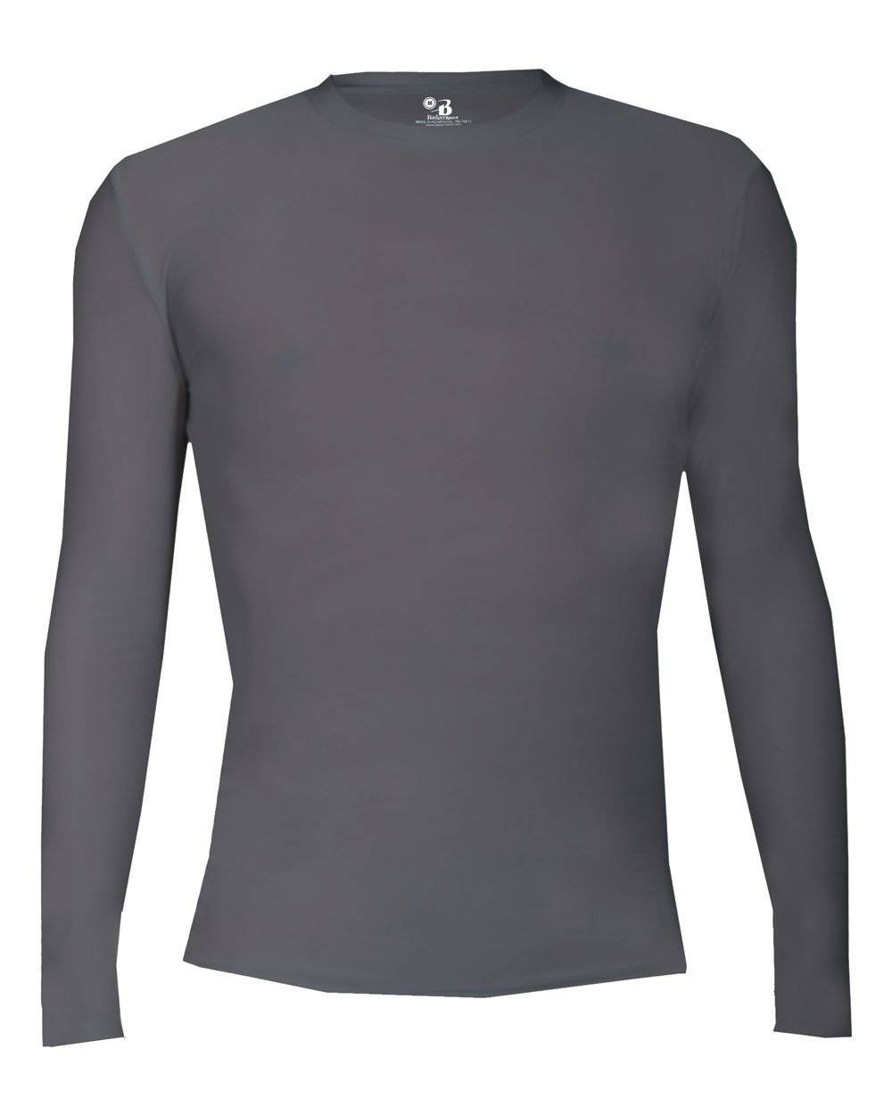 Badger Sport 2605 Pro-compression Long Sleeve Youth Crew - Graphite - HIT a Double - 1