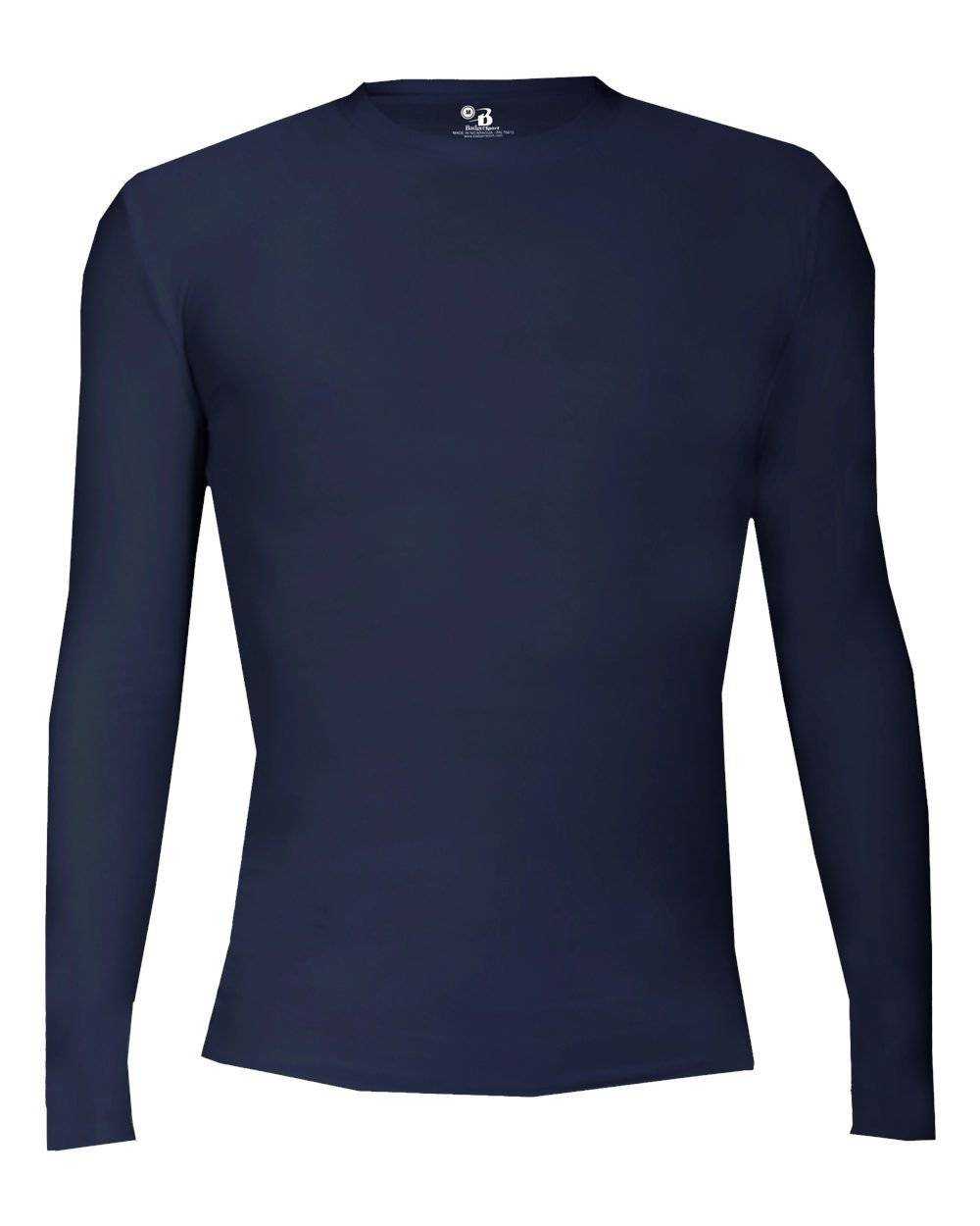 Badger Sport 2605 Pro-compression Long Sleeve Youth Crew - Navy - HIT a Double - 1