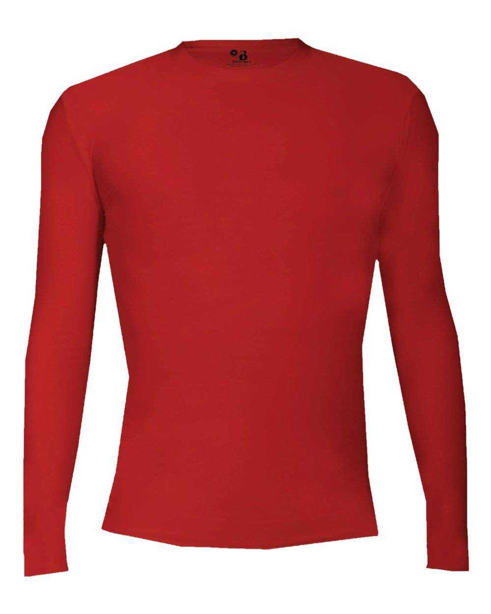Badger Sport 2605 Pro-compression Long Sleeve Youth Crew - Red - HIT a Double - 1