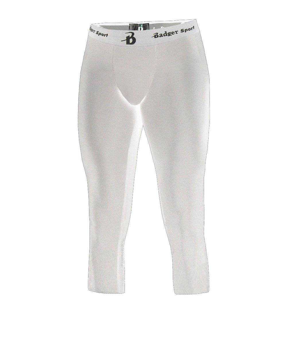 Badger Sport 2611 Calf Length Youth Compression Tight - White - HIT a Double - 1