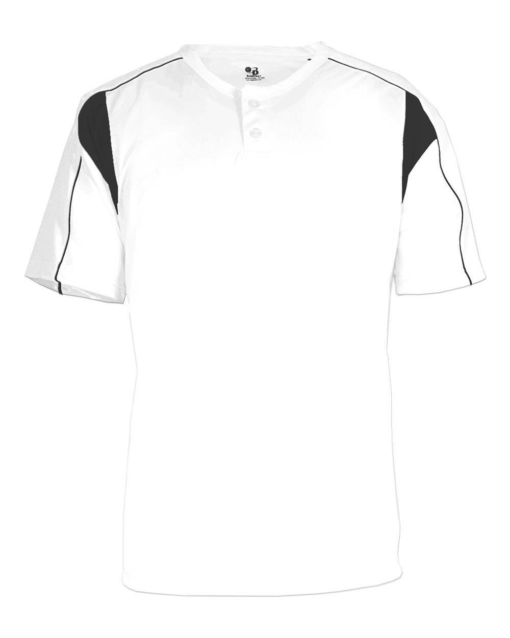 Badger Sport 2937 Youth Pro Placket - White Black - HIT a Double - 1