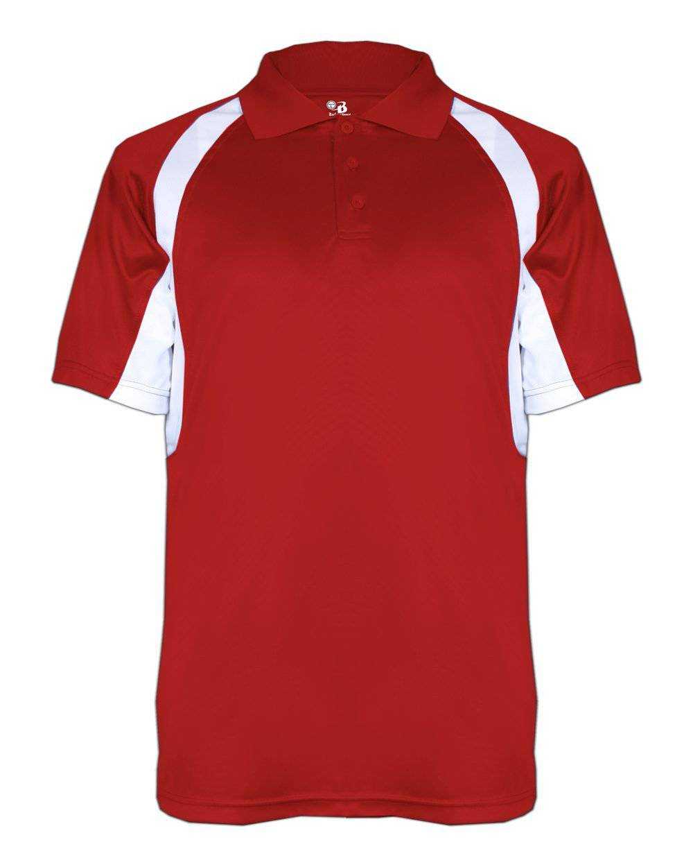 Badger Sport 3344 Hook Polo - Red White - HIT a Double - 1