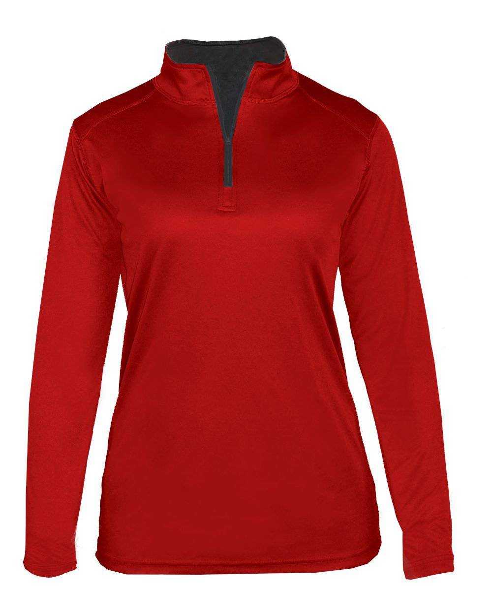Badger Sport 4103 B-Core Ladies 1/4 Zip - Red Graphite - HIT a Double - 1