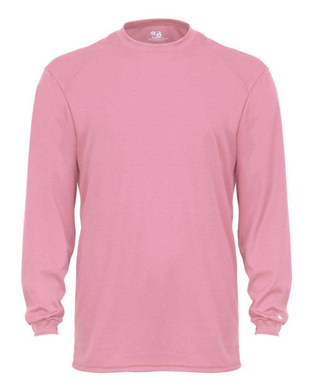 Badger Sport 4104 B-Core Long Sleeve Tee - Pink - HIT a Double - 1
