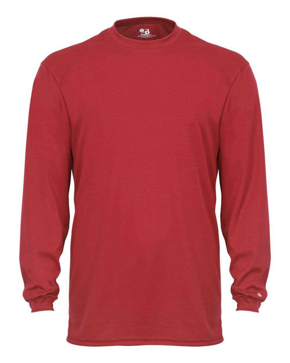 Badger Sport 4104 B-Core Long Sleeve Tee - Red - HIT a Double - 1